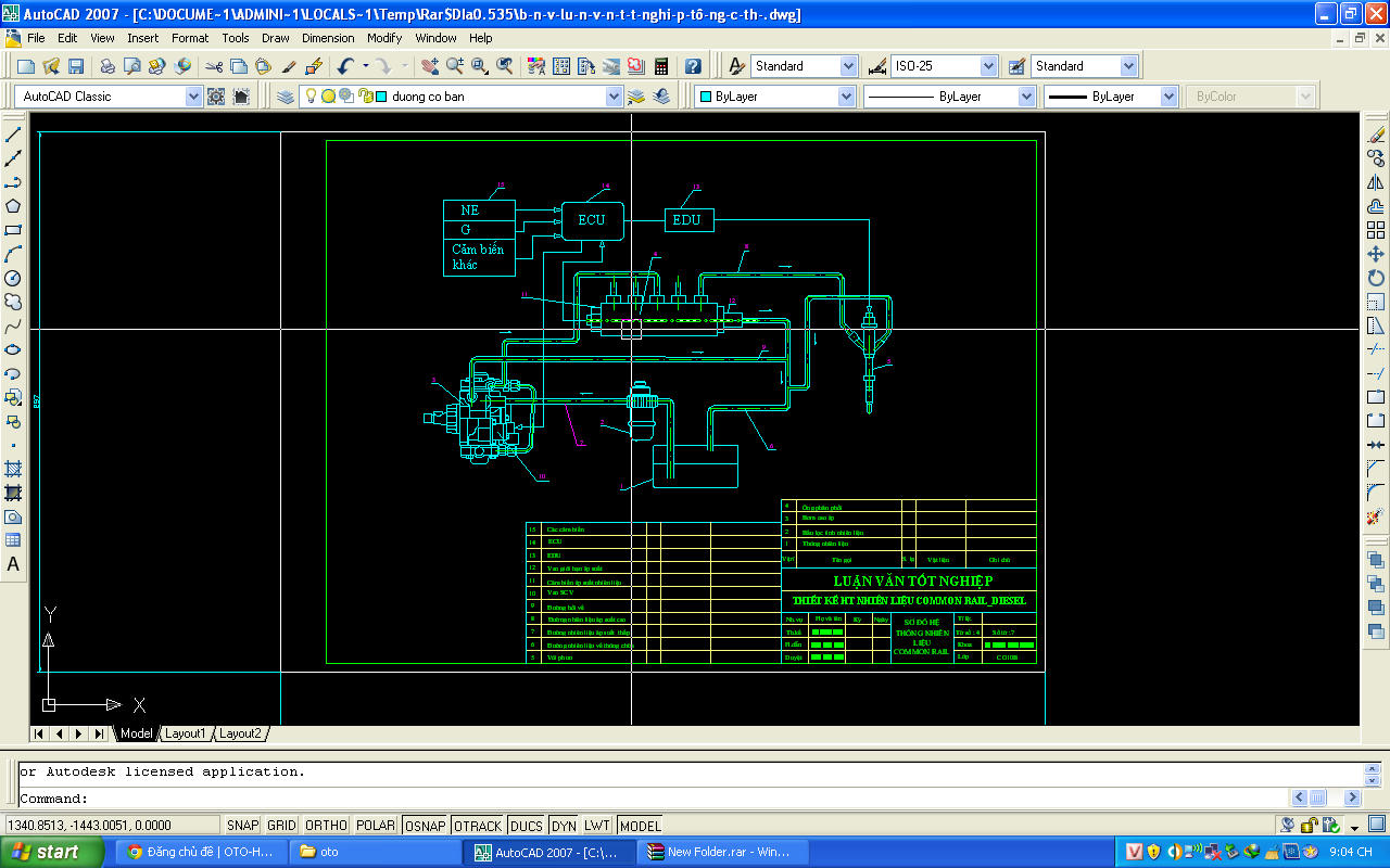 Bản vẽ cad thiết kế hệ thống common rail diesel