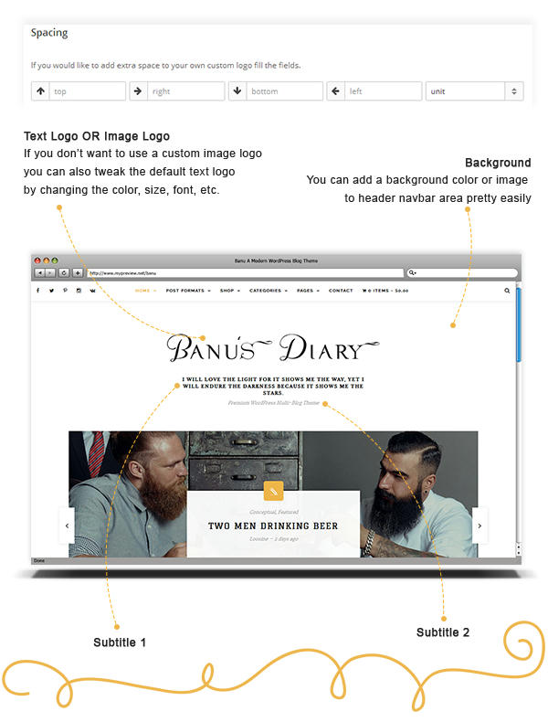 Banu WordPress Theme - Custom Header Options