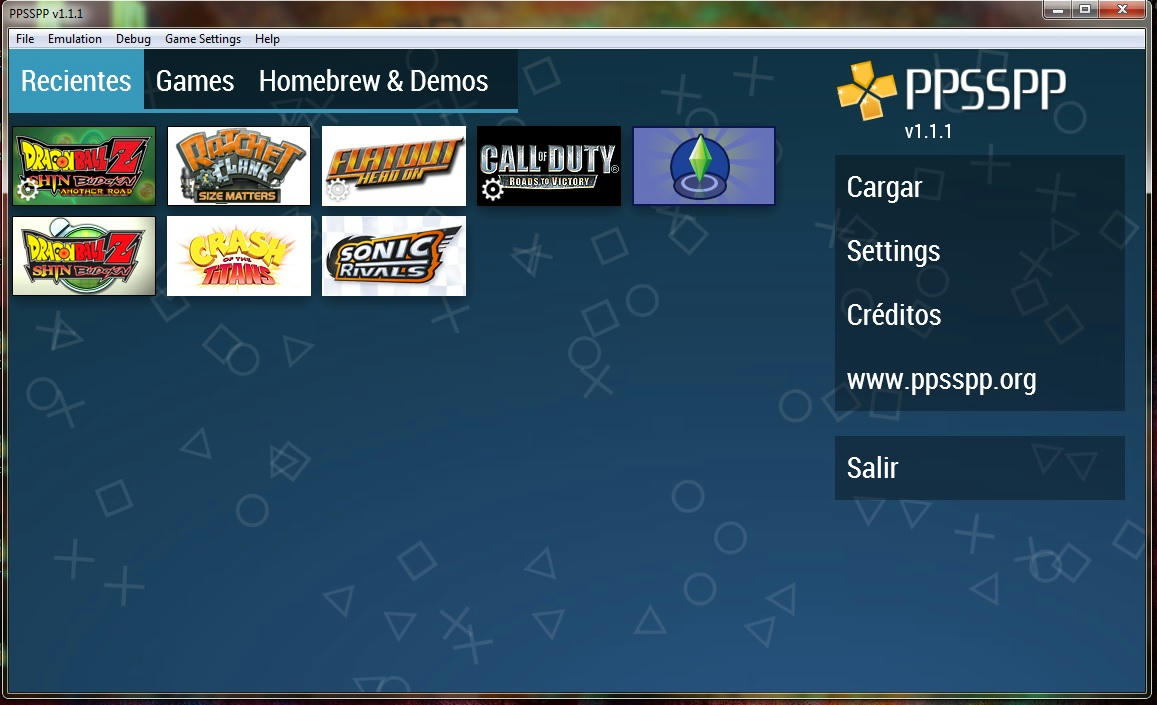 Pantalla Principal Del Emulador