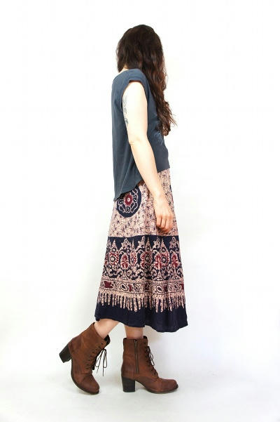 Vtg Cotton Batik Style Floral Paisley India Festival Wrap vtg cotton batik style floral paisley india festival wrap
