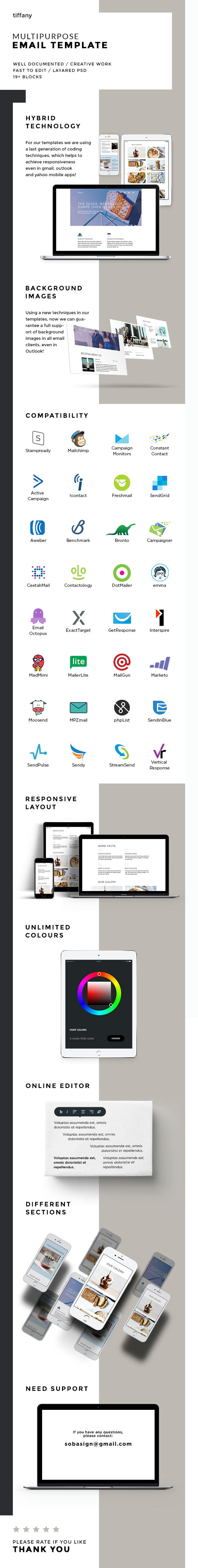Tiffany – Responsive Multipurpose Email Template + Stampready Builder (Email Templates) Tiffany – Responsive Multipurpose Email Template + Stampready Builder (Email Templates)
