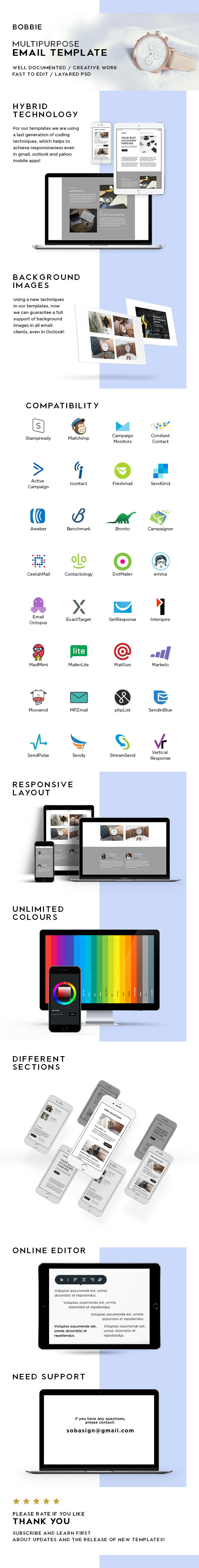 Bobbie Responsive Email Stready Builder Mailchimp Editor Email Templates Free Theme Mailchimp Template Builder
