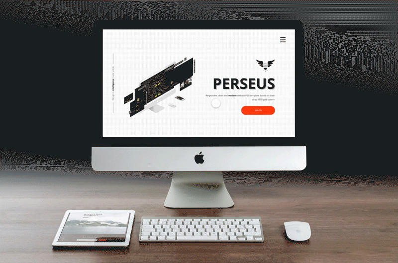 Perseus One Page Website PSD Template - 2