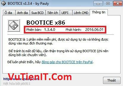 BootIce 1.3.4 Công cụ tạo và chỉnh sửa Menu Boot, Phân Vùng Ổ Cứng