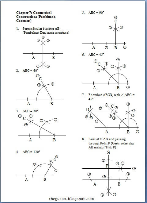 Bab 7 Binaan Geometri Matematik Tingkatan 2 Chegu Zam