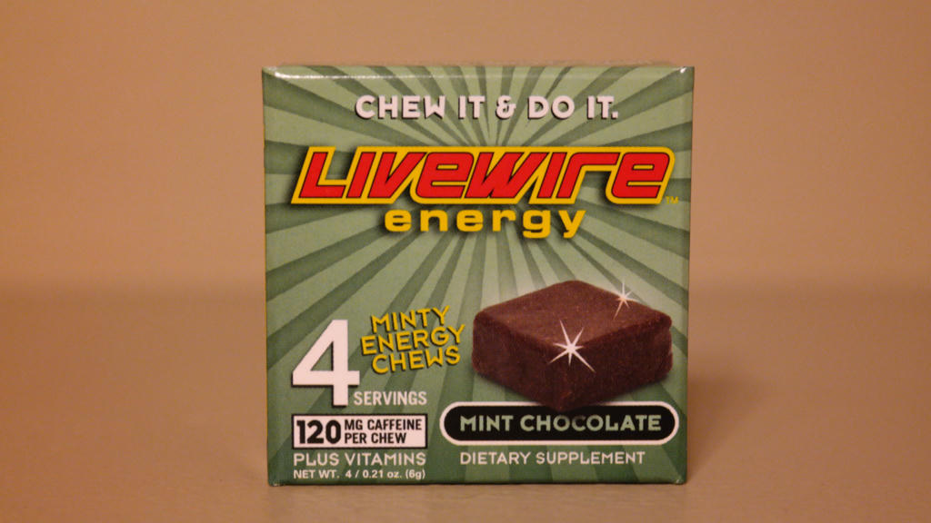 4 Energy Chews Livewire Caffeine Mint Chocolate Energy Drink Shot