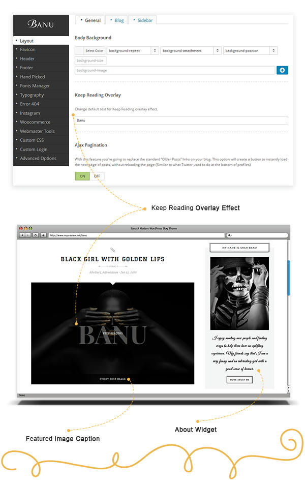 Banu WordPress Theme - Post Hover Over Effect