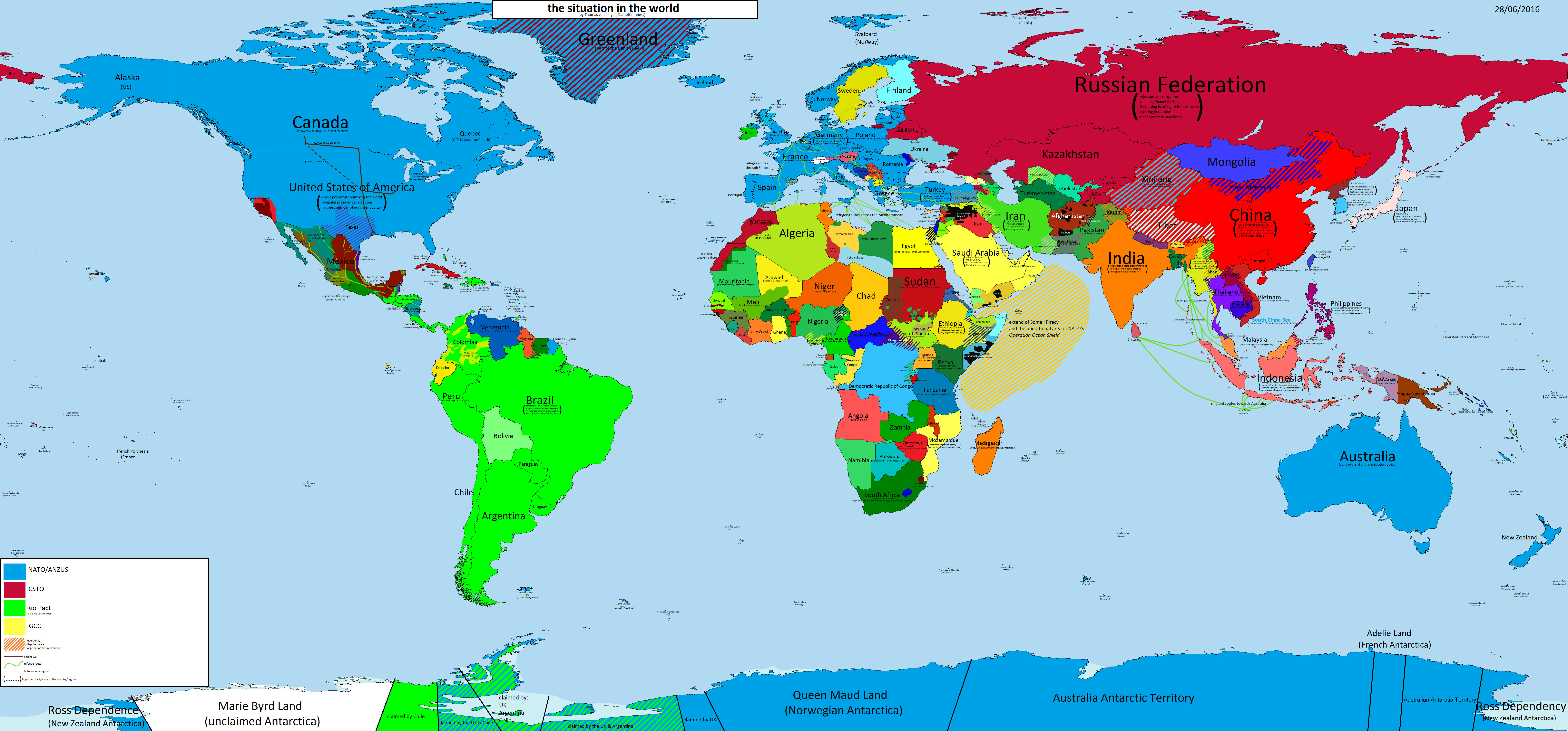 Geopolitical overview of major conflicts, disputes & issues around the world today [8000x3732