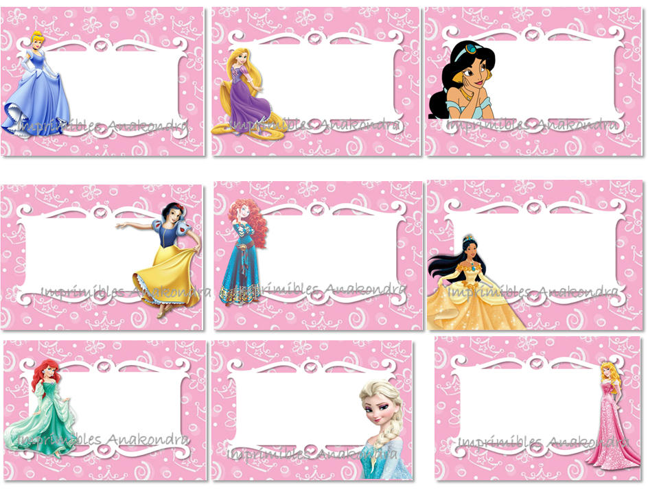 Kit Imprimible Etiquetas Escolares Con Princesas Walt Disney Bs. 1.