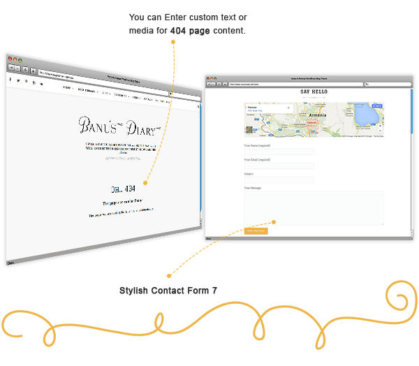 Banu WordPress Theme - Stylish Contact Form 7 and Custom 404 Template