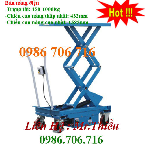 Bàn nâng, bàn nâng tay, bàn nâng điện tải trọng 150kg-1000kg, nâng cao 1, 5m-10m