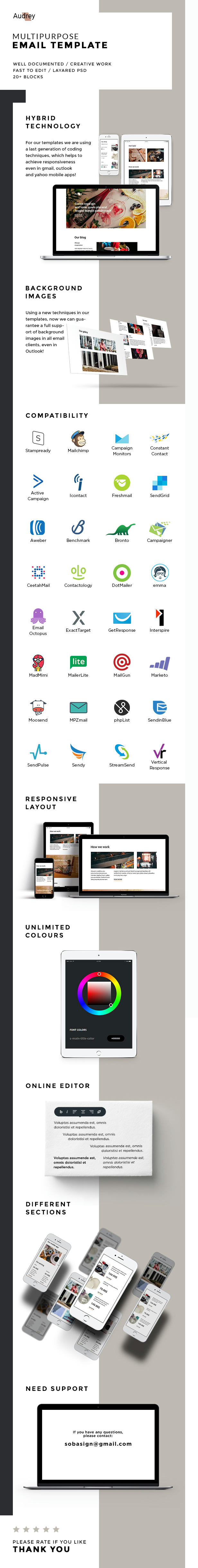 Audrey – Responsive Multipurpose Email Template + Stampready Builder (Email Templates) Audrey – Responsive Multipurpose Email Template + Stampready Builder (Email Templates)