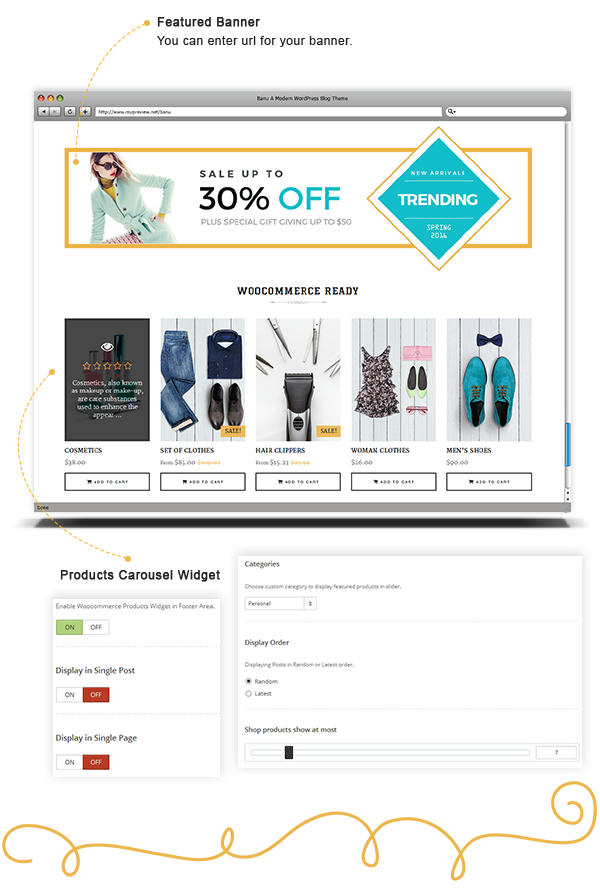Banu WordPress Theme - Featured Woocommerce Products Slider