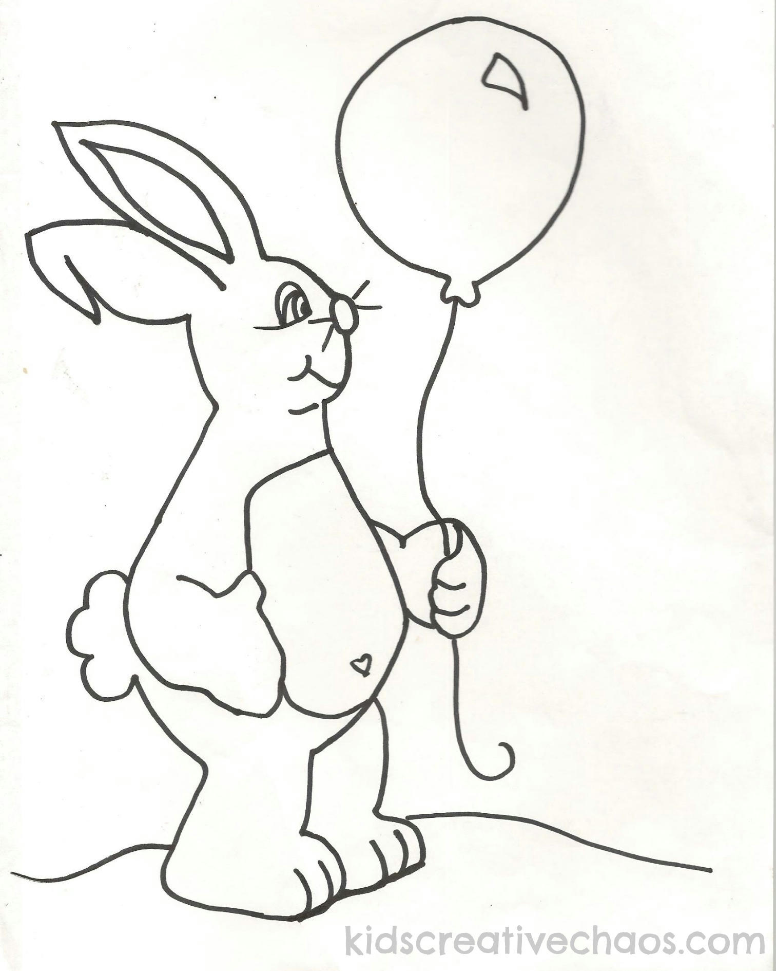 Cute baby bunny with balloon coloring pages sheets clipart