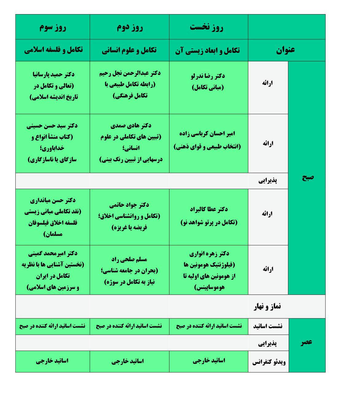 برنامه فارسی مدرسه تابستانی تکامل دانشگاه صنعتی شریف