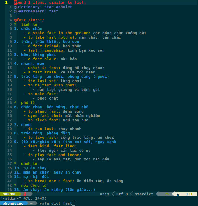 Redirect vim-stardict Bash output to Vim