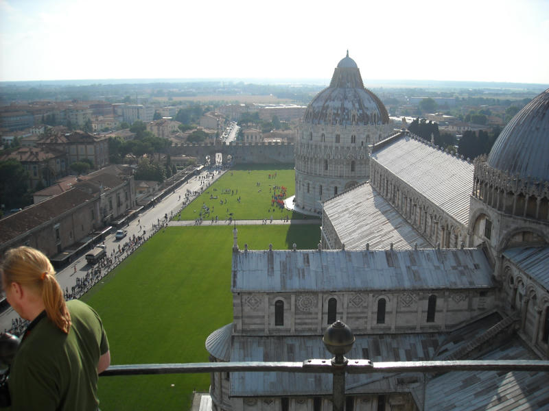 view from top of leaning tower of pisa