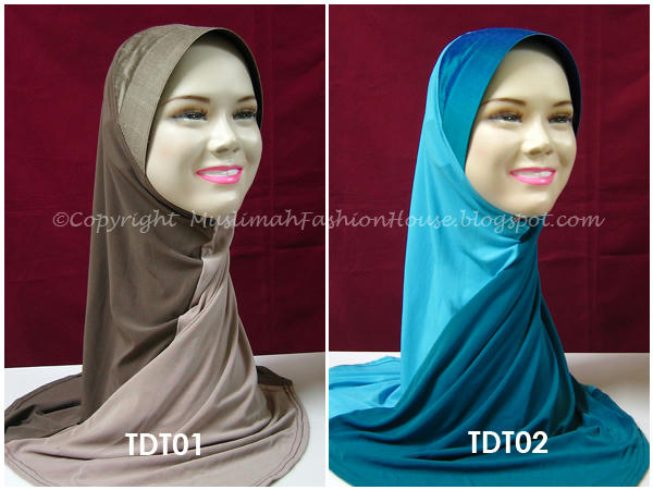 Tudung Swirl Dual Tone With Shiny Thai Silk Awning