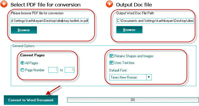 Convert PDF Files to MS Word Document