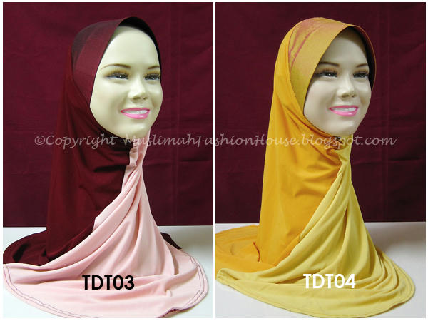 Tudung Swirl Dual Tone With Shiny Thai Silk Awning