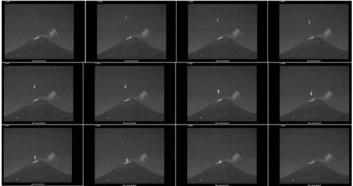  Secuencia de imágenes captadas por las cámaras del Centro Nacional de Prevención de Desastres