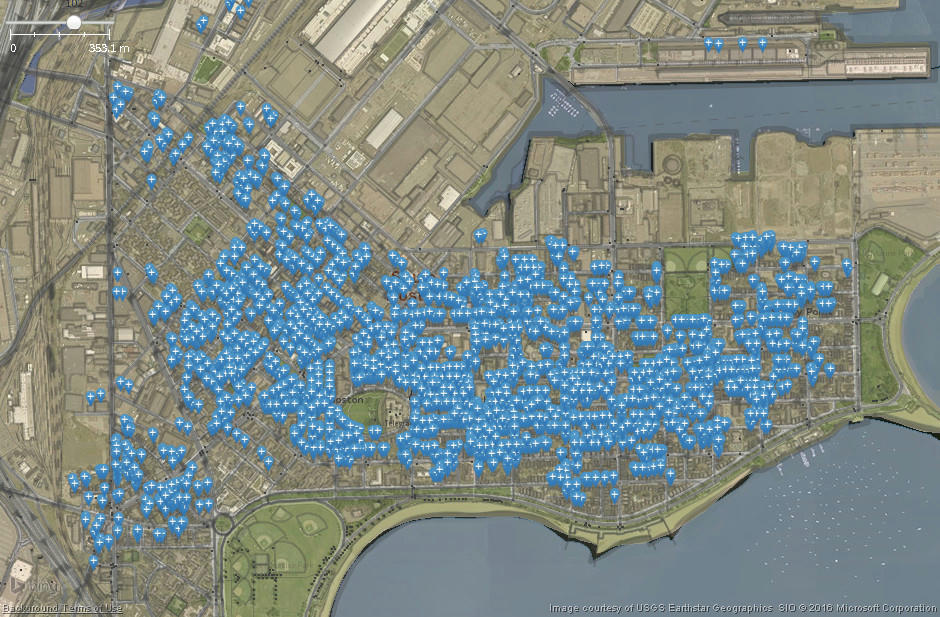 South Boston - markers on buildings to split