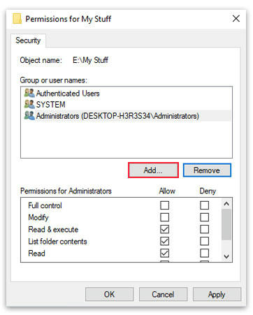 Menambahkan permission akses untuk user pada windows