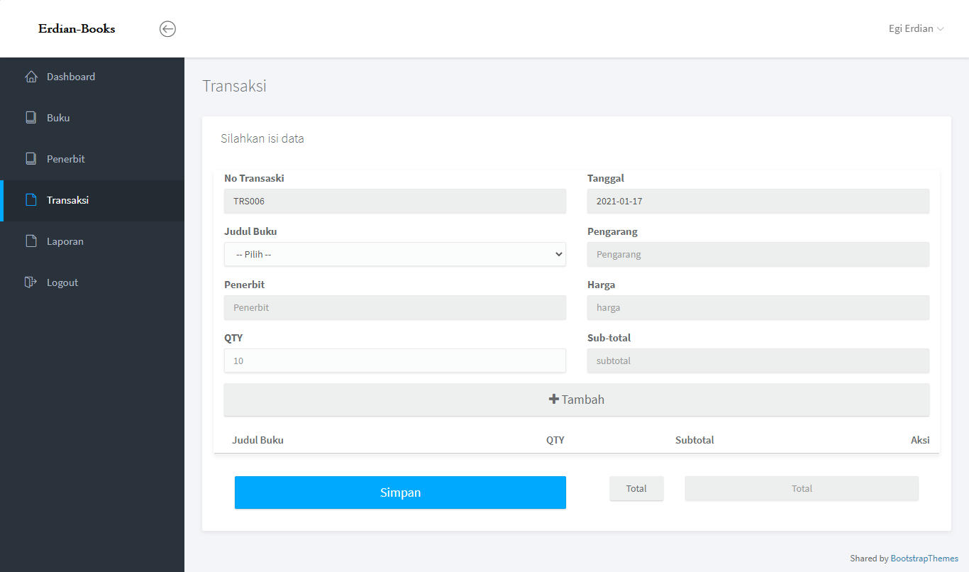 Source Code Aplikasi Sistem Administrasi Penjualan Buku