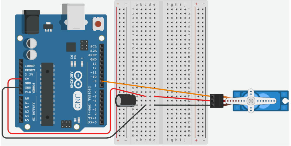Sơ đồ kết nối arduino với động cơ servo
