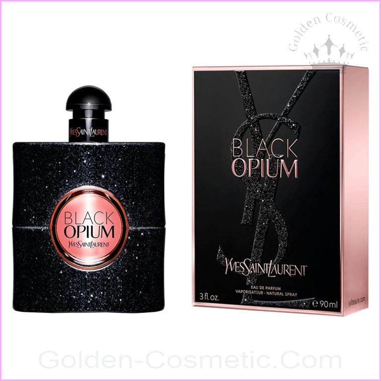 بلاك أوبيوم الأفيون الأسود من إفسان لوران للرجال و النساء Black Opium Yves Saint Laurent Unisex غولدن كوزمتيك