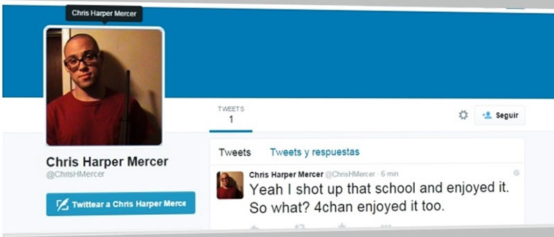 Al-poco-tiempo-de-conocerse-la-identidad-del-tirador-de-Oregón,-alguien-abrió-un-perfil-en-Twitter,-con-su-nombre-y-una-foto