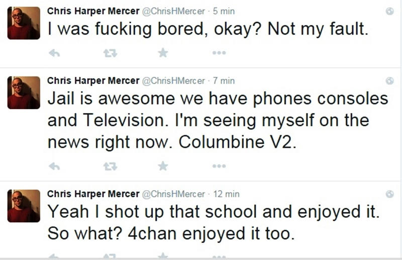 Unos-post-casi-que-de-burla-al-pesar-ocasionado-por-Chris-Harper-Mercer,-fueron-publicados-en-la-cuenta-trucha-en-Twitter