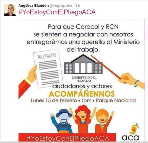  Actores colombianos querellaron a RCN y Caracol en el Ministerio de Trabajo