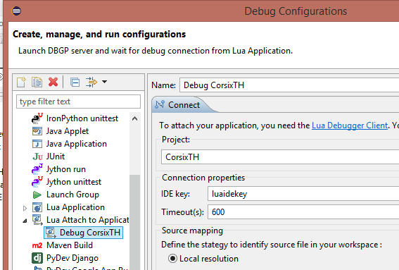 Debug Configurations Window Screenshot