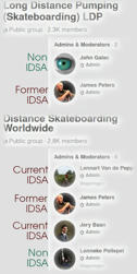 Facebook groups admins. Only two are not IDSA staff (current or past)