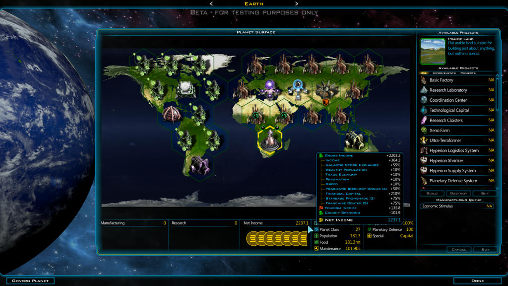 Production Planet Economic Stimulus 100% Wealth