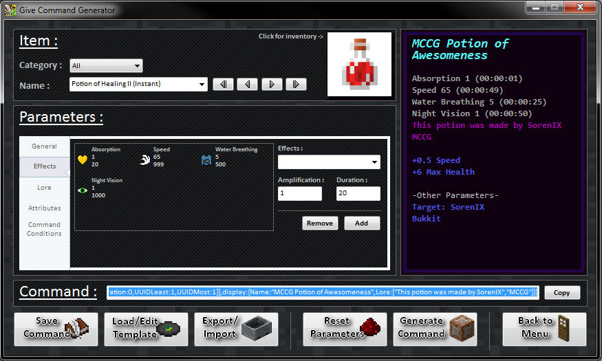 Minecraft Command Generator Give Attributes Effects Enchants More Minecraft Tools Mapping And Modding Java Edition Minecraft Forum Minecraft Forum