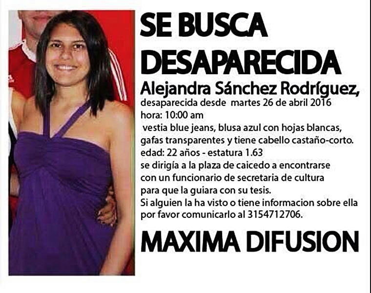 Desde entonces sus familiares y amigos adelantan una campaña de divulgación por Redes Sociales