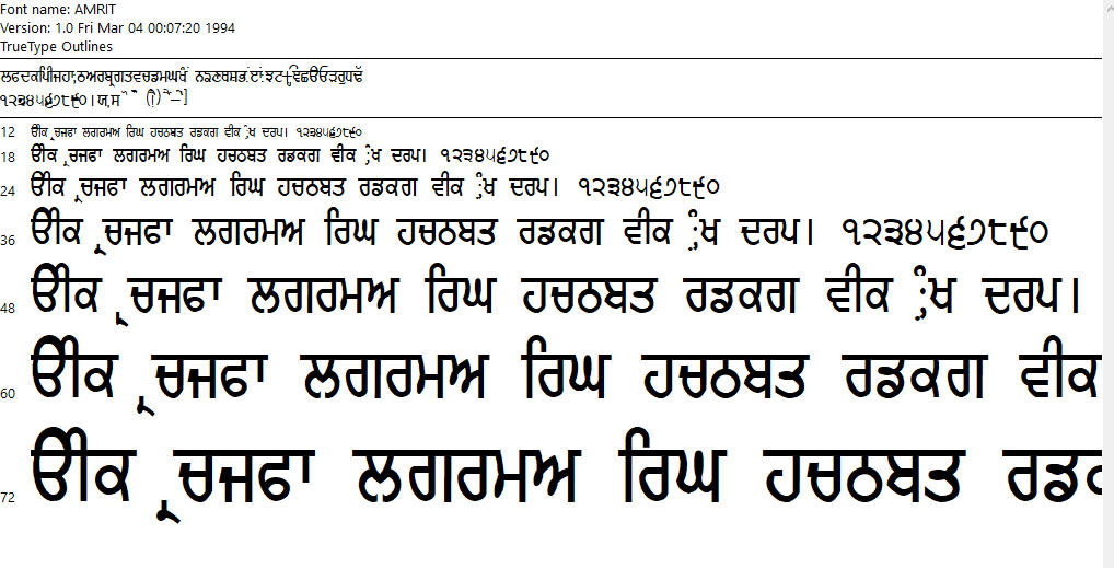 Amrit Punjabi Font Free Download
