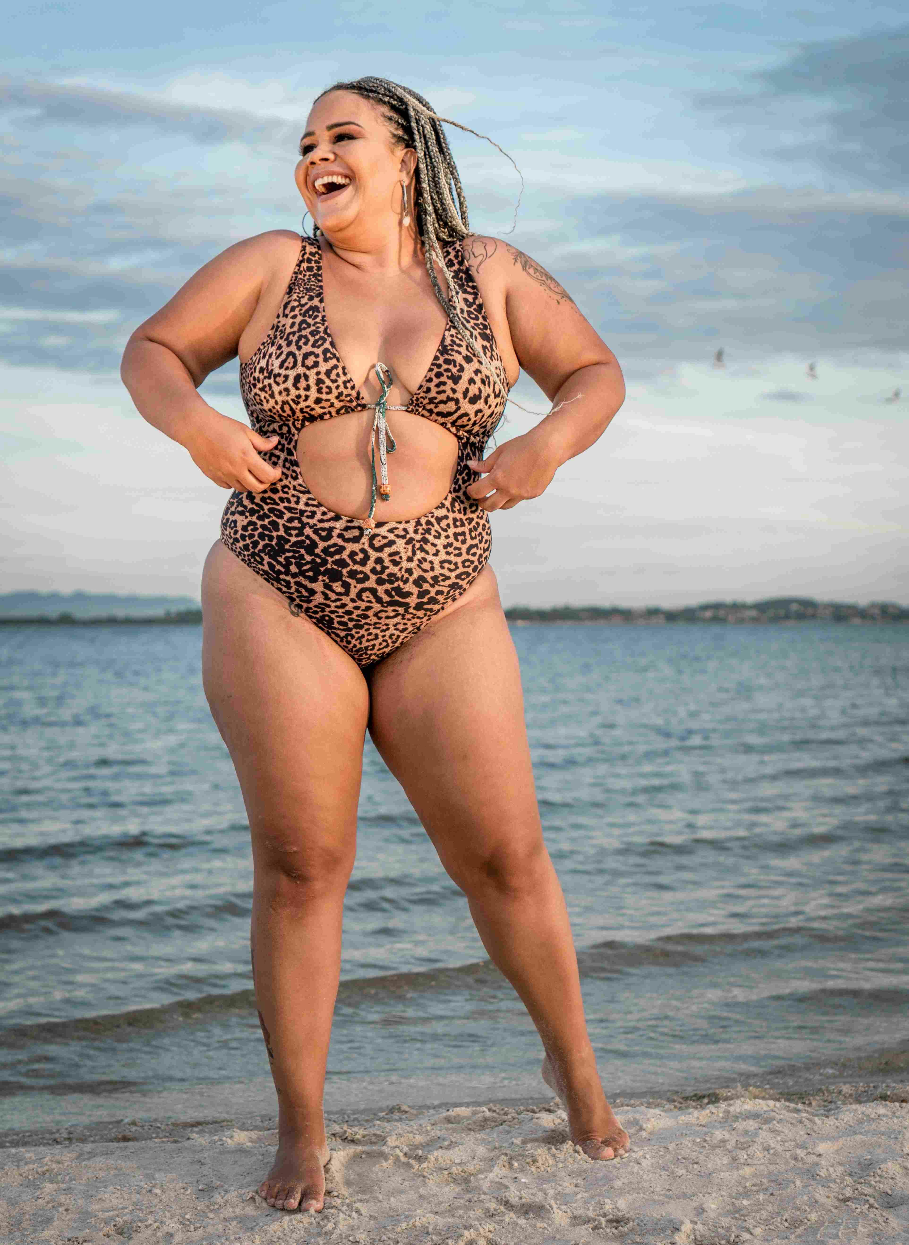 Maiô plus size – Modelo Poderosa – Estampa animal print