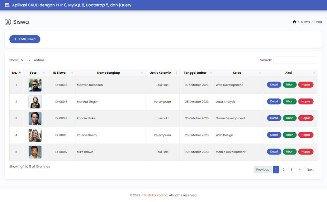 Source Code Aplikasi CRUD dengan PHP, MySQL, Bootstrap, dan JQuery
