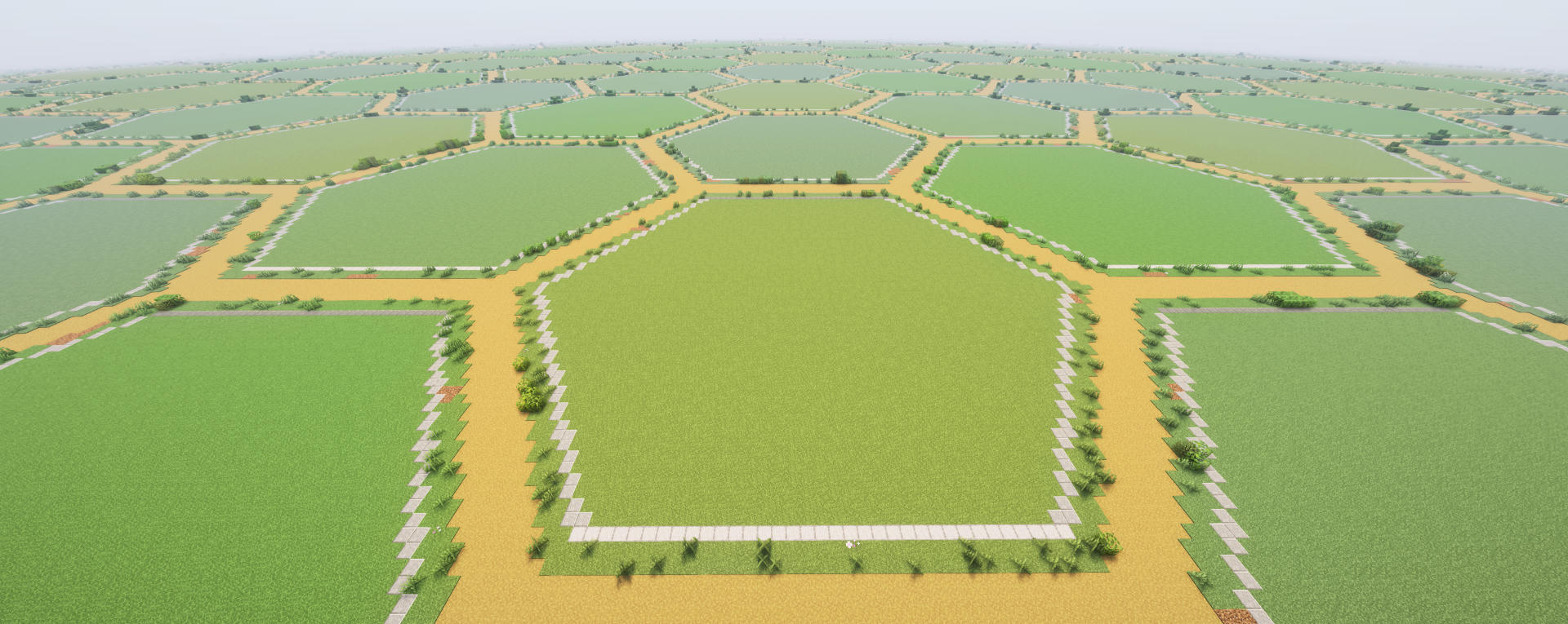 Larger hexagonal grid where the central cell has a border of bloks to indicate its status
