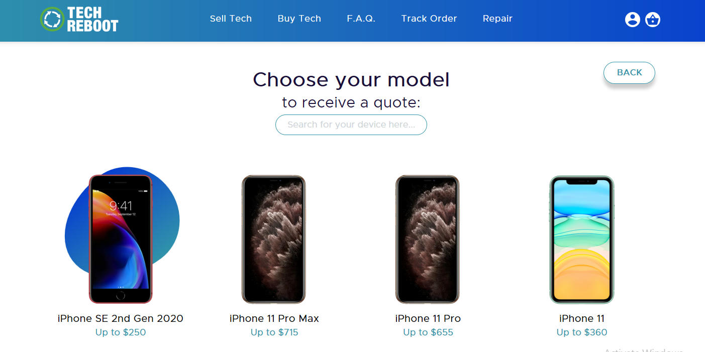 Selling Your Broken Phone - Choose the model of your smartphone.
