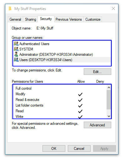 Windows User Permission Access