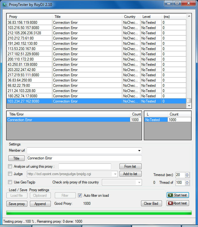 Proxy Tester Proxy Kontrol