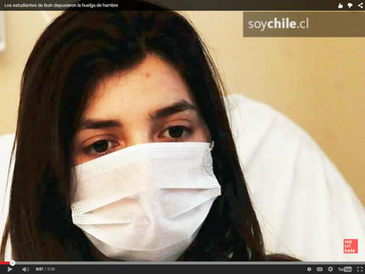 De todo el mundo se han hecho llegar mensajes de simpatía y apoyo a los estudiantes chilenos y destacando la resistencia de la joven Gloria Negrete, en huelga de hambre