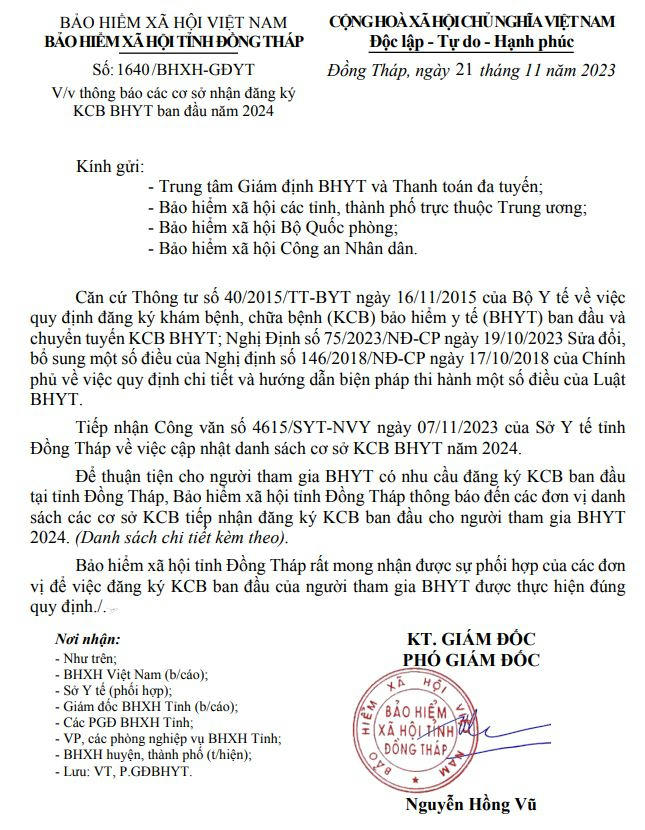 Dong Thap 1640 CV THONG BAO DS CS DANG KY KCB BAN DAU Ngoai tinh 2024.JPG