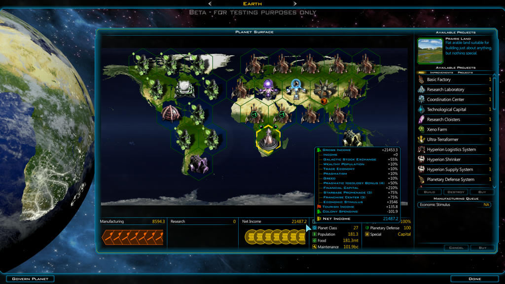 Production Planet Economic Stimulus 100% Manufacturing