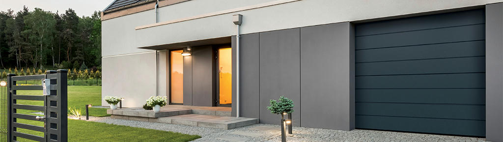 Garagentor Sektionaltor 40 mm M-Sicke Woodgrain Anthrazit + Motor + 2