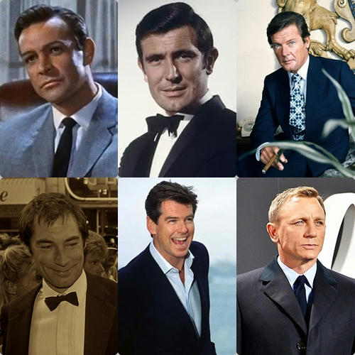 Los seis James Bond oficiales desde 1962 hasta 2015